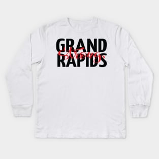 Grand Rapids Strong Michigan Raised Me Kids Long Sleeve T-Shirt